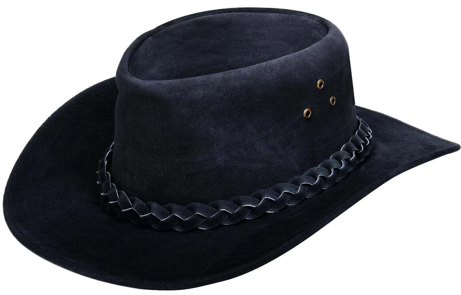Infinity Leather Cowboy Hat Small | Classic Western Style Suede Leather — Black