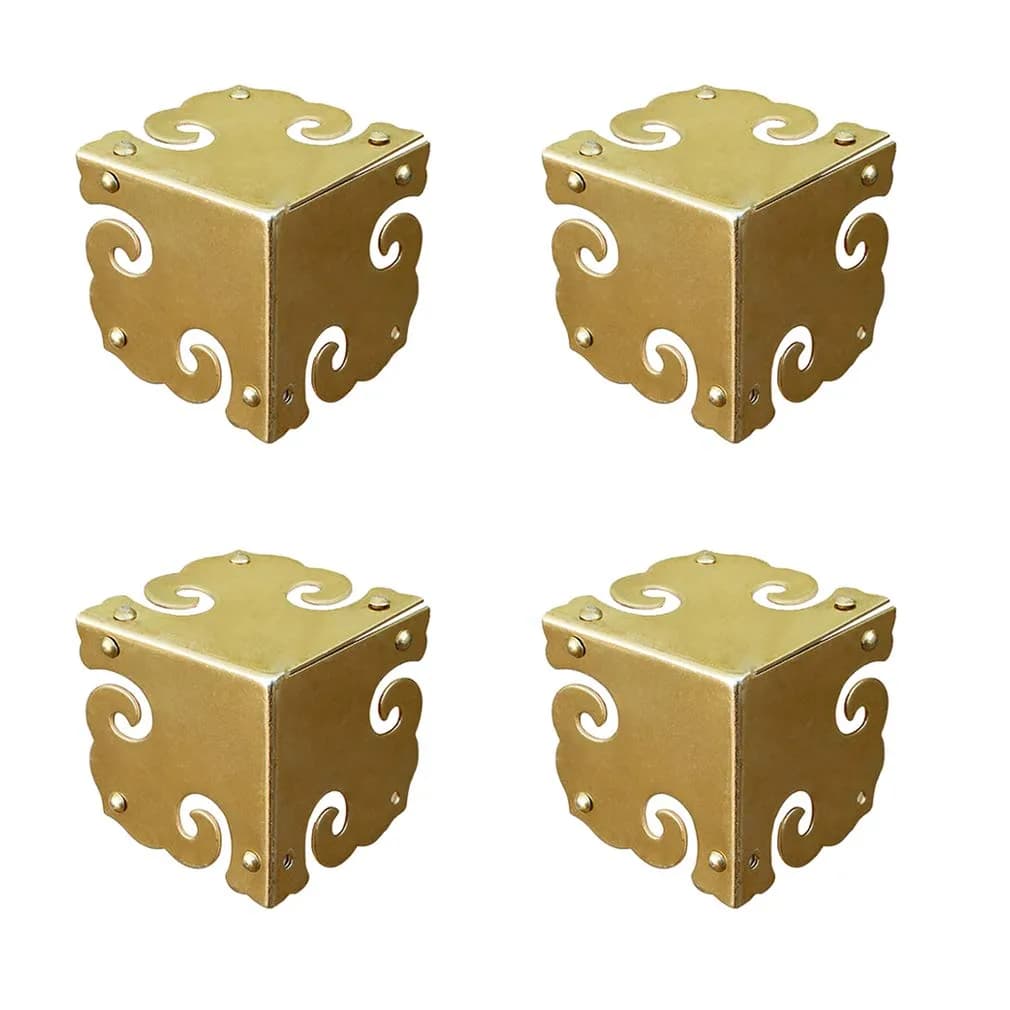 Tiazza Brass Corner Protectors 36x36mm | Antique Bronze, Full Encase, 4 Pieces — Gold