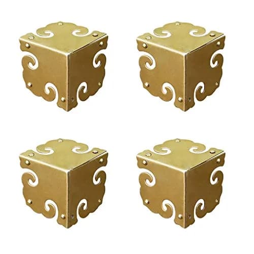 Tiazza Brass Corner Protectors 4pcs | Antique Hardware for Furniture & Jewelry Boxes thumbnail 1