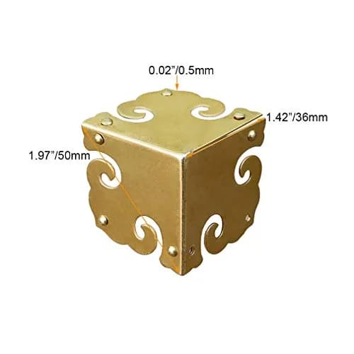 Tiazza Brass Corner Protectors 4pcs | Antique Hardware for Furniture & Jewelry Boxes thumbnail 2