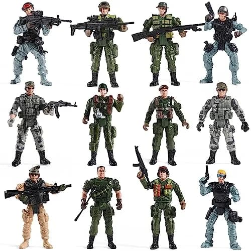Mr.River US Army Men and SWAT Team Toy Soldiers Action Figures with Military Weapons Accessories, 9.5cm (3.75") | STEM-Learning Toy for Kids thumbnail 1