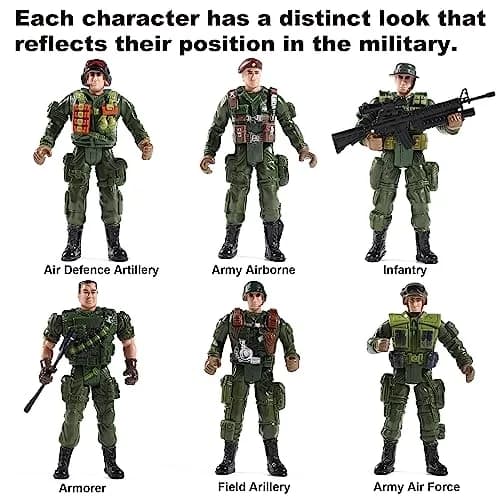 Mr.River US Army Men and SWAT Team Toy Soldiers Action Figures with Military Weapons Accessories, 9.5cm (3.75") | STEM-Learning Toy for Kids thumbnail 4