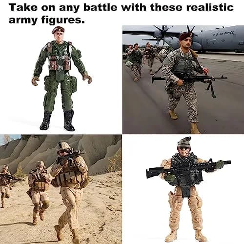 Mr.River US Army Men and SWAT Team Toy Soldiers Action Figures with Military Weapons Accessories, 9.5cm (3.75") | STEM-Learning Toy for Kids thumbnail 5