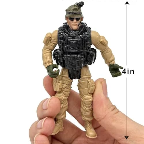 Mr.River US Army Men and SWAT Team Toy Soldiers Action Figures with Military Weapons Accessories, 9.5cm (3.75") | STEM-Learning Toy for Kids thumbnail 7