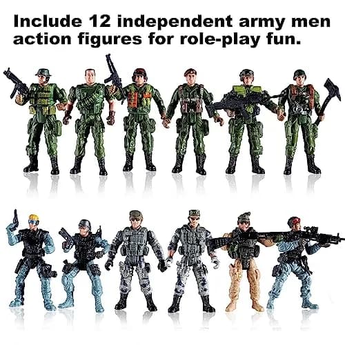 Mr.River US Army Men and SWAT Team Toy Soldiers Action Figures with Military Weapons Accessories, 9.5cm (3.75") | STEM-Learning Toy for Kids thumbnail 3