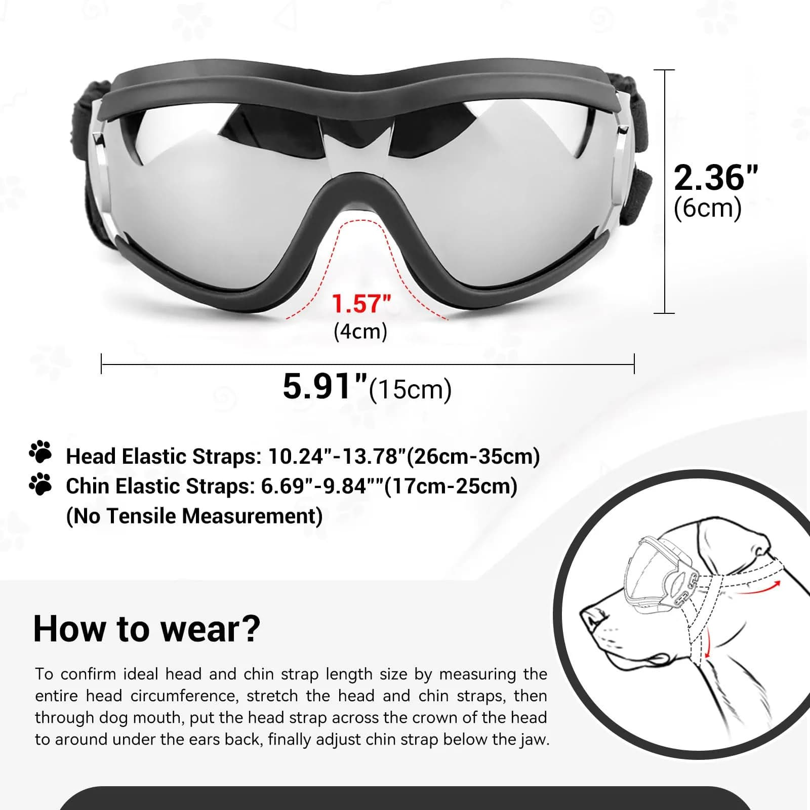 NAMSAN Dog Sunglasses for Medium to Large Dogs, UV Protection Dog Goggles 16.5cm (6.5in) | Sporty Black - view 5