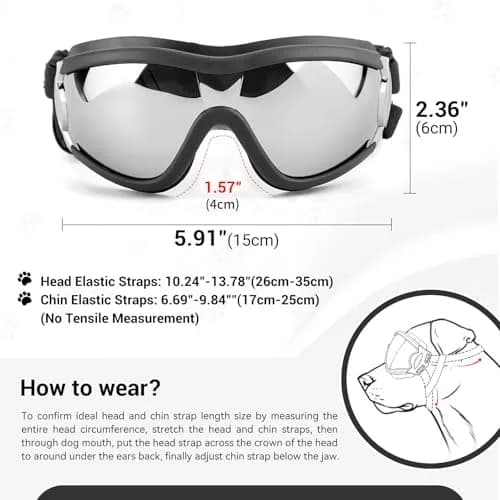 NAMSAN Dog Sunglasses for Medium to Large Dogs, UV Protection Dog Goggles 16.5cm (6.5in) | Sporty Black thumbnail 5