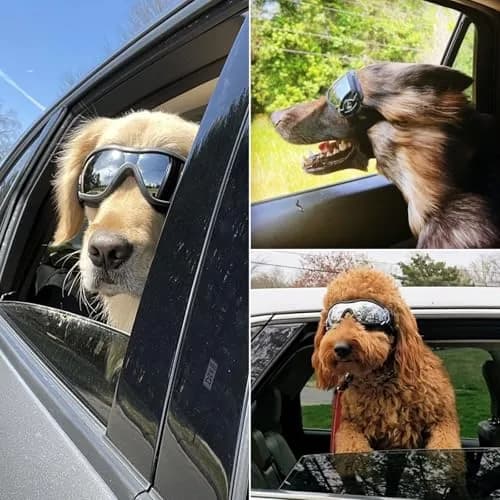 NAMSAN Dog Sunglasses for Medium to Large Dogs, UV Protection Dog Goggles 16.5cm (6.5in) | Sporty Black thumbnail 6