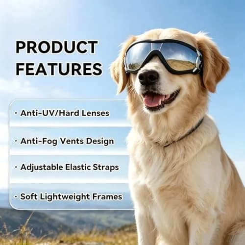 NAMSAN Dog Sunglasses for Medium to Large Dogs, UV Protection Dog Goggles 16.5cm (6.5in) | Sporty Black thumbnail 3