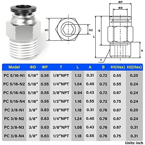 TAILONZ 3/8" Tube OD x 1/4" MNPT Straight Push to Connect Fitting 10Pcs | Copper & Plastic, Water & Air Compatible, Easy Assembly thumbnail 2