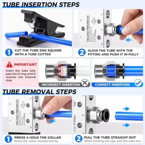 TAILONZ 3/8" Tube OD x 1/4" MNPT Straight Push to Connect Fitting 10Pcs | Copper & Plastic, Water & Air Compatible, Easy Assembly thumbnail 3