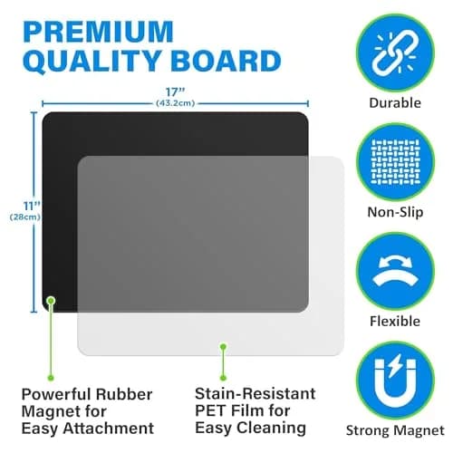 YES4QUALITY Magnetic Black Dry Erase Board 17x11 inches | Easy-Erase Surface & Bright Markers thumbnail 4