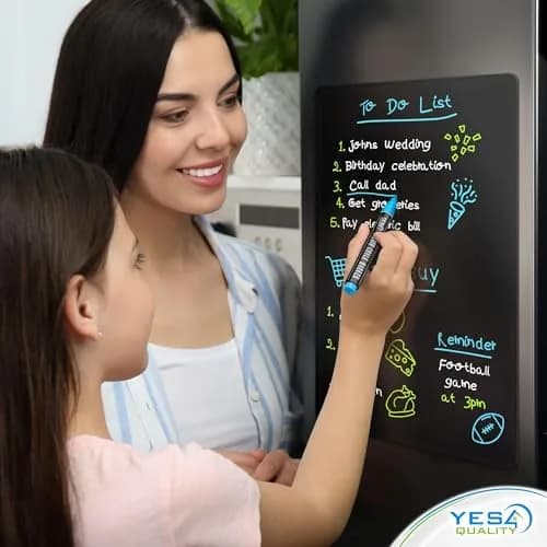 YES4QUALITY Magnetic Black Dry Erase Board 17x11 inches | Easy-Erase Surface & Bright Markers thumbnail 7