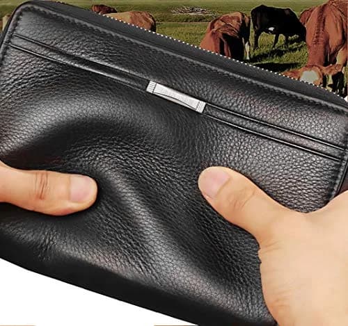 Valentoria Men's Large Clutch Wallet Purse 21cm (8.27") | Business Travel Hand Bag with Zipper for Phone & Cards thumbnail 5