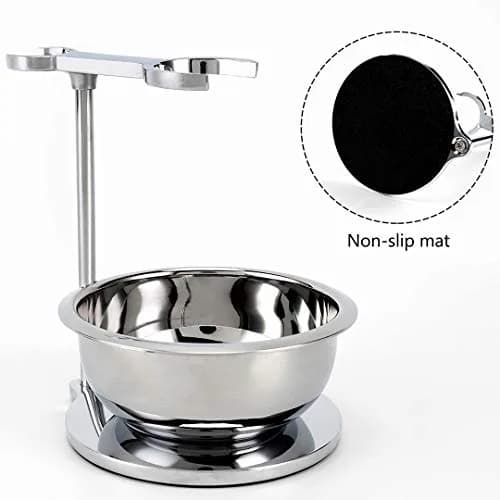 PerPro Deluxe Stainless Steel Shave Stand, Bowl & Brush Set | Compatible with Most Razors thumbnail 5