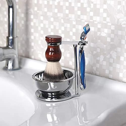PerPro Deluxe Stainless Steel Shave Stand, Bowl & Brush Set | Compatible with Most Razors thumbnail 2