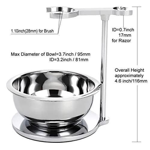 PerPro Deluxe Stainless Steel Shave Stand, Bowl & Brush Set | Compatible with Most Razors thumbnail 3