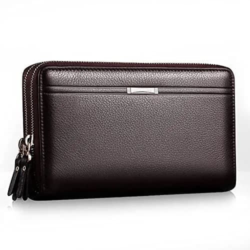 Valentoria Long Faux Leather Clutch Wallet for Men, Brown | RFID Blocking Travel Business Hand Bag thumbnail 1