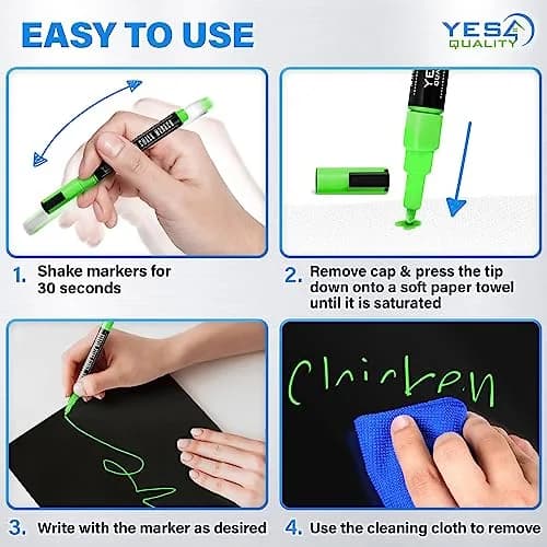 YES4QUALITY Magnetic Black Dry Erase Board 12x8 inches | Easy-Erase Surface & Bright Markers thumbnail 7