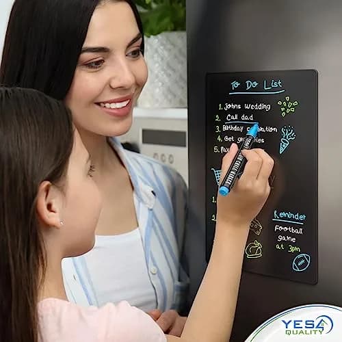 YES4QUALITY Magnetic Black Dry Erase Board 12x8 inches | Easy-Erase Surface & Bright Markers thumbnail 8