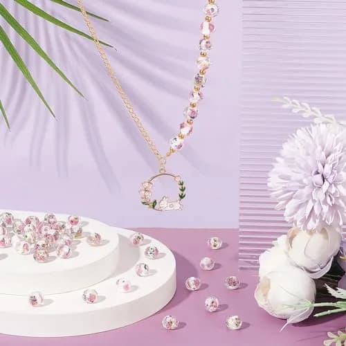 PH PandaHall 60pcs 9-10mm Rose Lampwork Beads | Gold Sand Glass Beads for Jewelry Making thumbnail 5