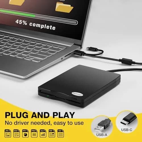 RAAYOO USB Floppy Disk Drive Reader 1.44 MB | Reads Old Floppy Disks on Windows 11/10/8/7 PCs thumbnail 4