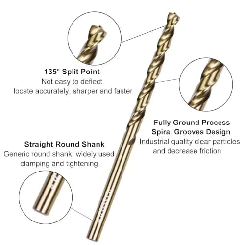 Sipery 4mm Cobalt Drill Bit 10 Pack | High Speed Steel for Hardened Metal & Stainless Steel thumbnail 2