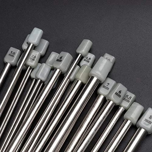 BCMRUN Straight Knitting Needle Set 36cm (14.1 inch) | 11 Sizes 2mm-8mm Stainless Steel with Stitch Markers & Tape thumbnail 6