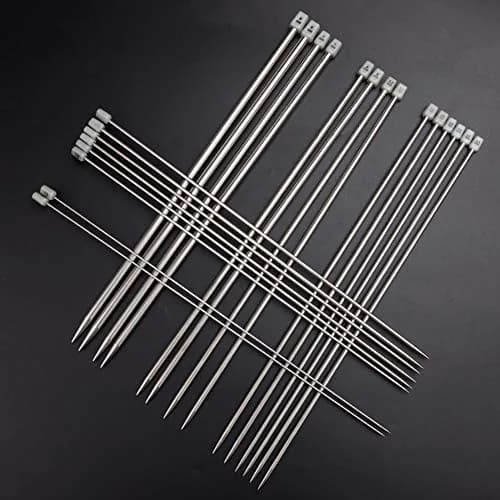 BCMRUN Straight Knitting Needle Set 36cm (14.1 inch) | 11 Sizes 2mm-8mm Stainless Steel with Stitch Markers & Tape thumbnail 9