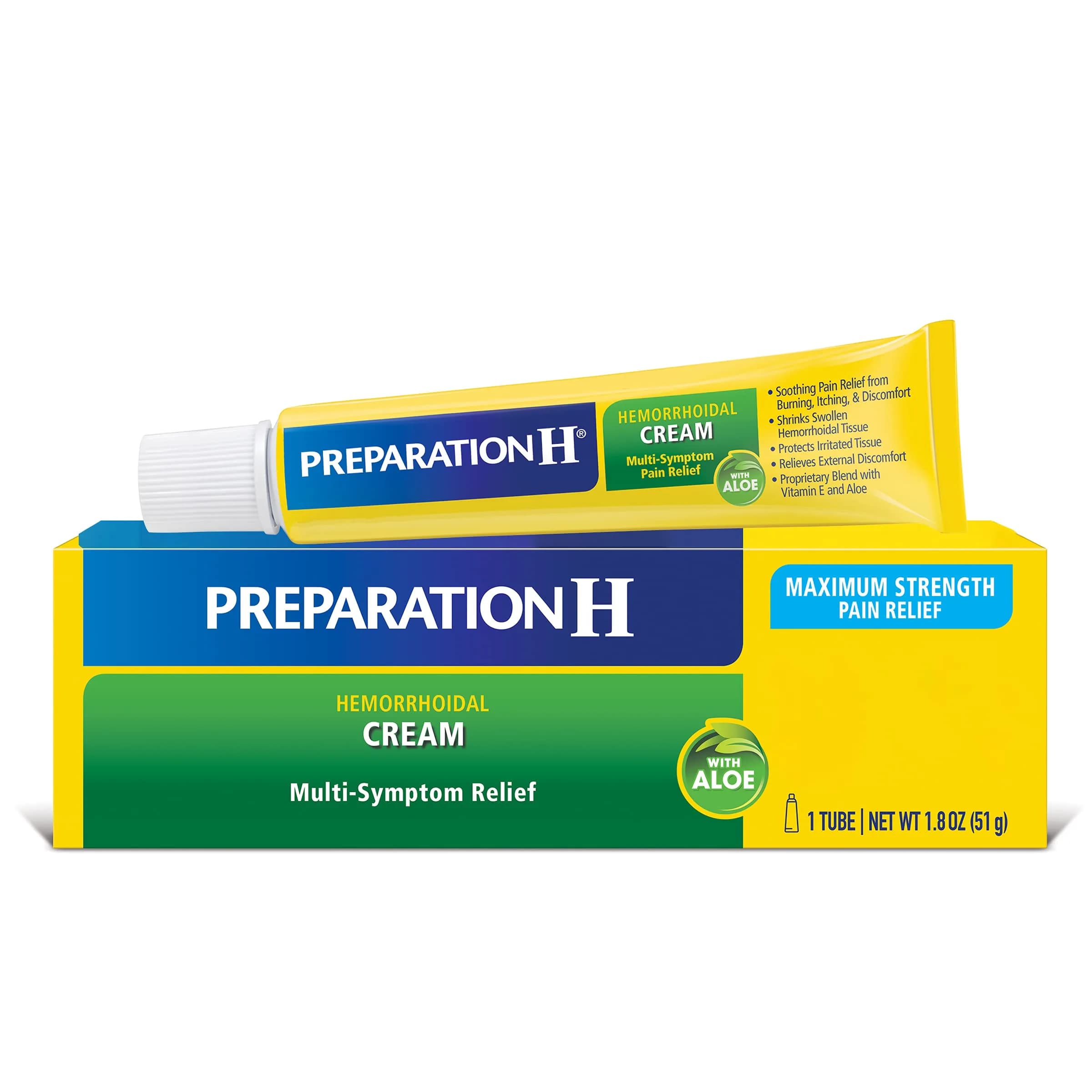 Preparation H Hemorrhoid Symptom Treatment Cream with Aloe, Maximum Strength Multi-Symptom Pain Relief (0.9 oz / 26g) — 1.8 Ounce / Cream