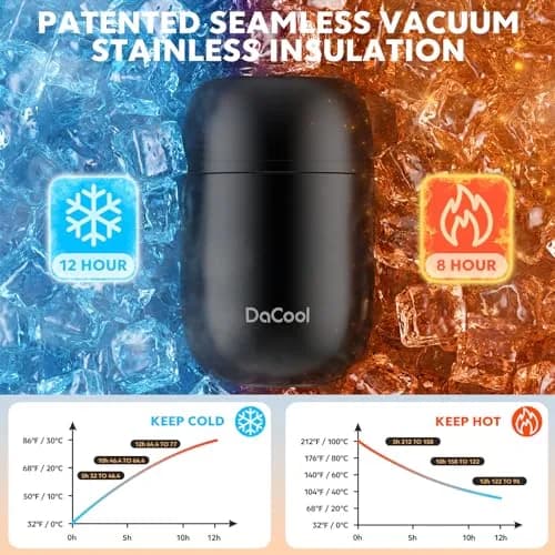DaCool Insulated Food Jar 16 oz Vacuum Stainless Steel Leak Proof Hot Cold Kids Adults thumbnail 3