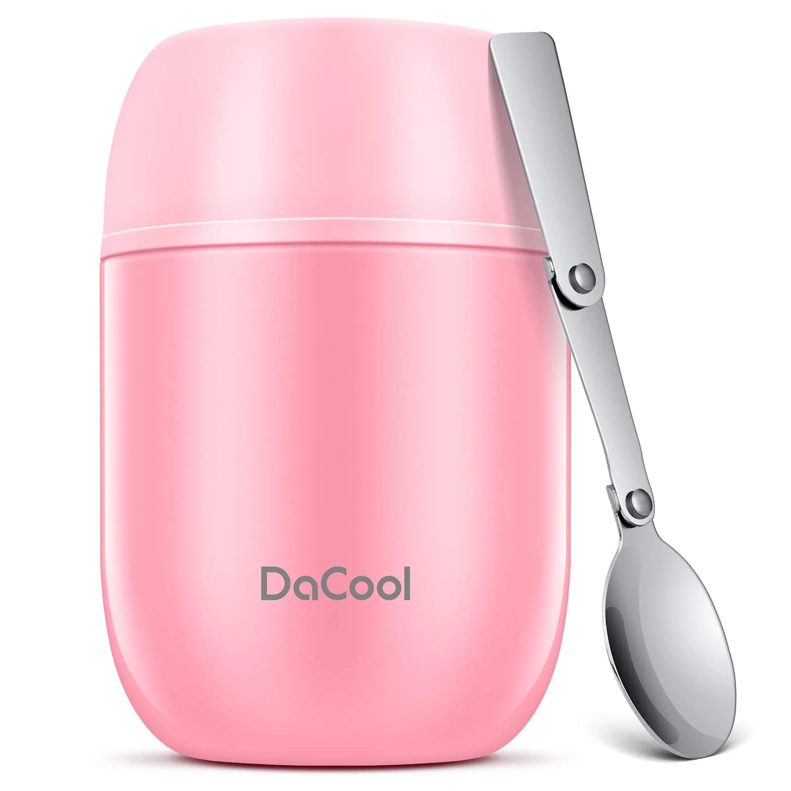 DaCool Insulated Food Jar 16 oz | Leak-Proof Vacuum Stainless Steel Kids & Adults Pink — Pink-16 Ounce