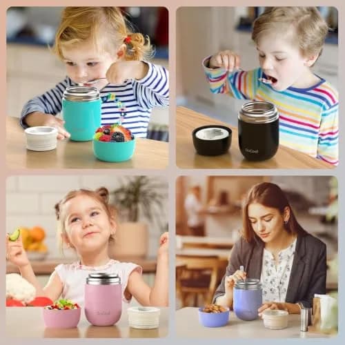 DaCool Insulated Food Jar 16 oz | Leak-Proof Vacuum Stainless Steel Kids & Adults Pink thumbnail 5