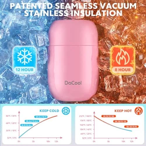 DaCool Insulated Food Jar 16 oz | Leak-Proof Vacuum Stainless Steel Kids & Adults Pink thumbnail 2