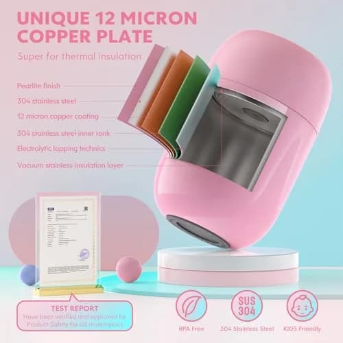 DaCool Insulated Food Jar 16 oz | Leak-Proof Vacuum Stainless Steel Kids & Adults Pink thumbnail 3
