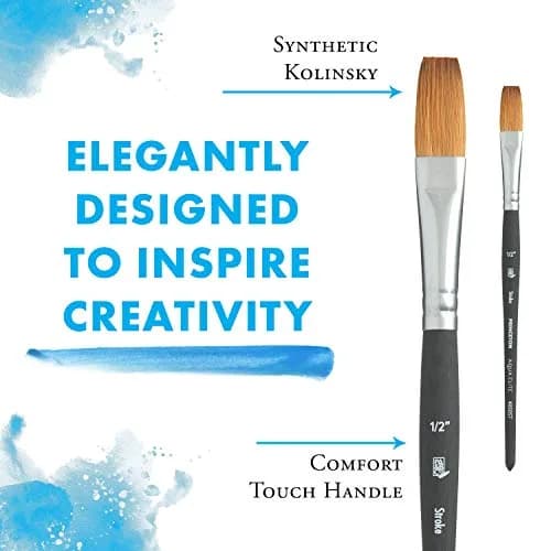 Princeton Aqua Elite Stroke Brush 1/2 inch | Synthetic, Short Handle, Watercolor Artist Tool thumbnail 4