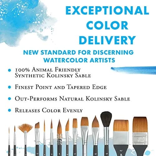 Princeton Aqua Elite Stroke Brush 1/2 inch | Synthetic, Short Handle, Watercolor Artist Tool thumbnail 2