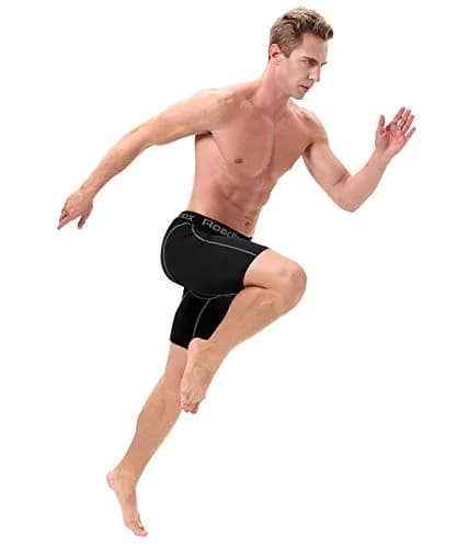 Roadbox Men's Compression Shorts 6-inch Inseam (3-Pack, Black) | Athletic Workout & Running thumbnail 4