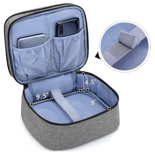 LUXJA Carrying Bag for Mini Projector & Accessories, Gray | Protective Padded Case with Handles thumbnail 4