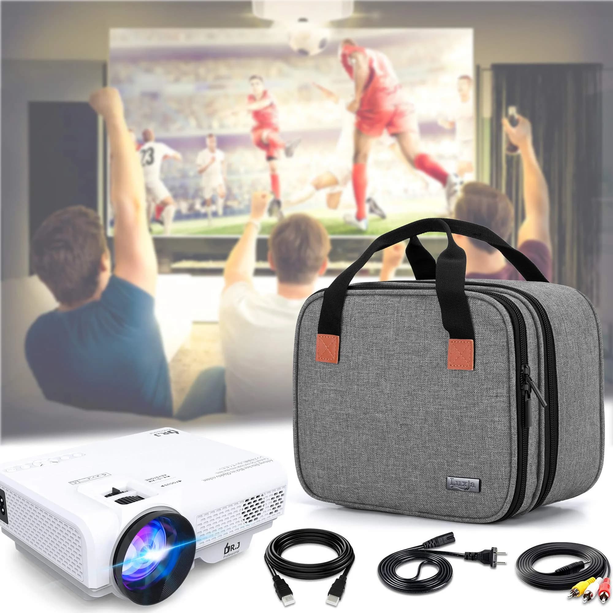 LUXJA Carrying Bag for Mini Projector & Accessories, Gray | Protective Padded Case with Handles - view 7