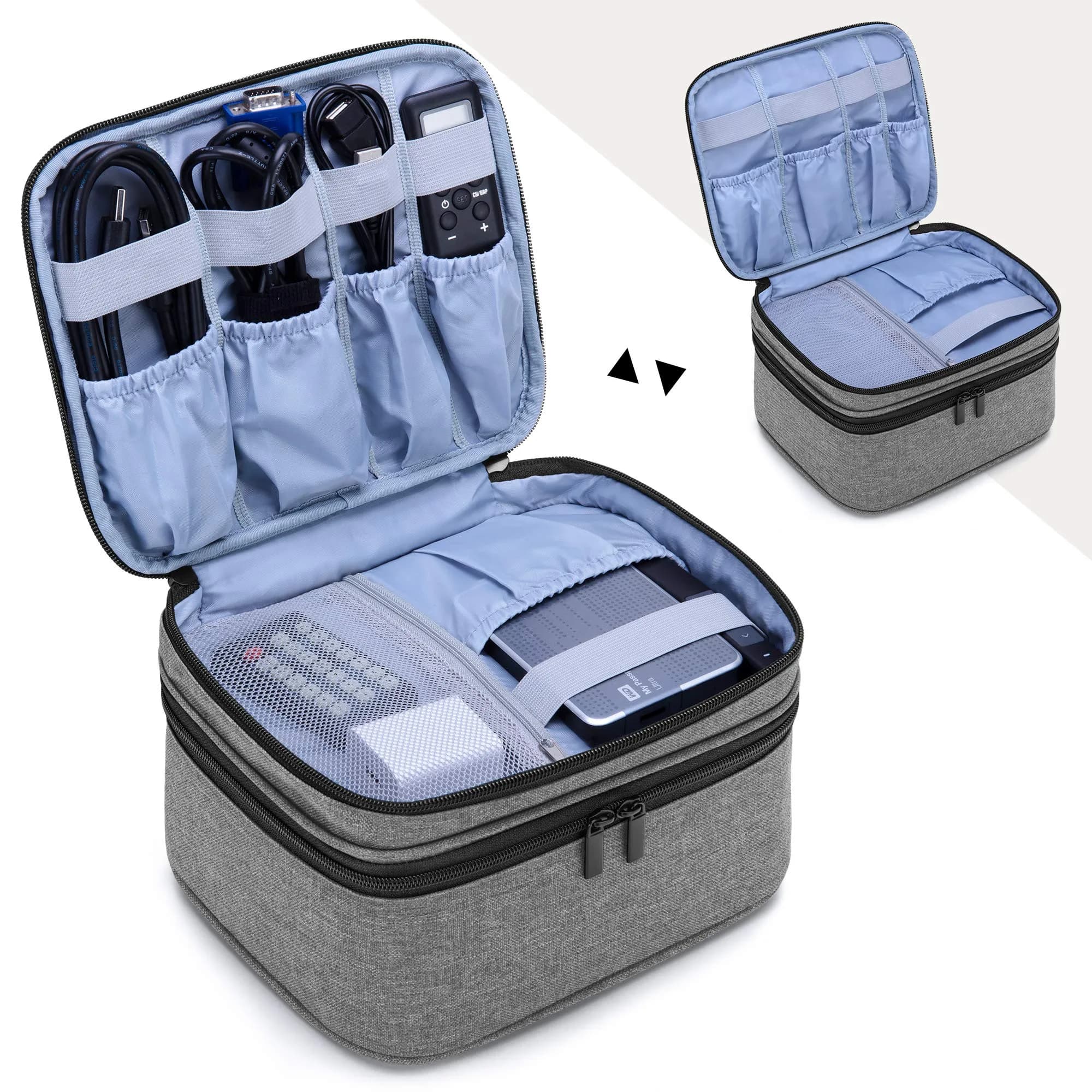 LUXJA Carrying Bag for Mini Projector & Accessories, Gray | Protective Padded Case with Handles - view 2