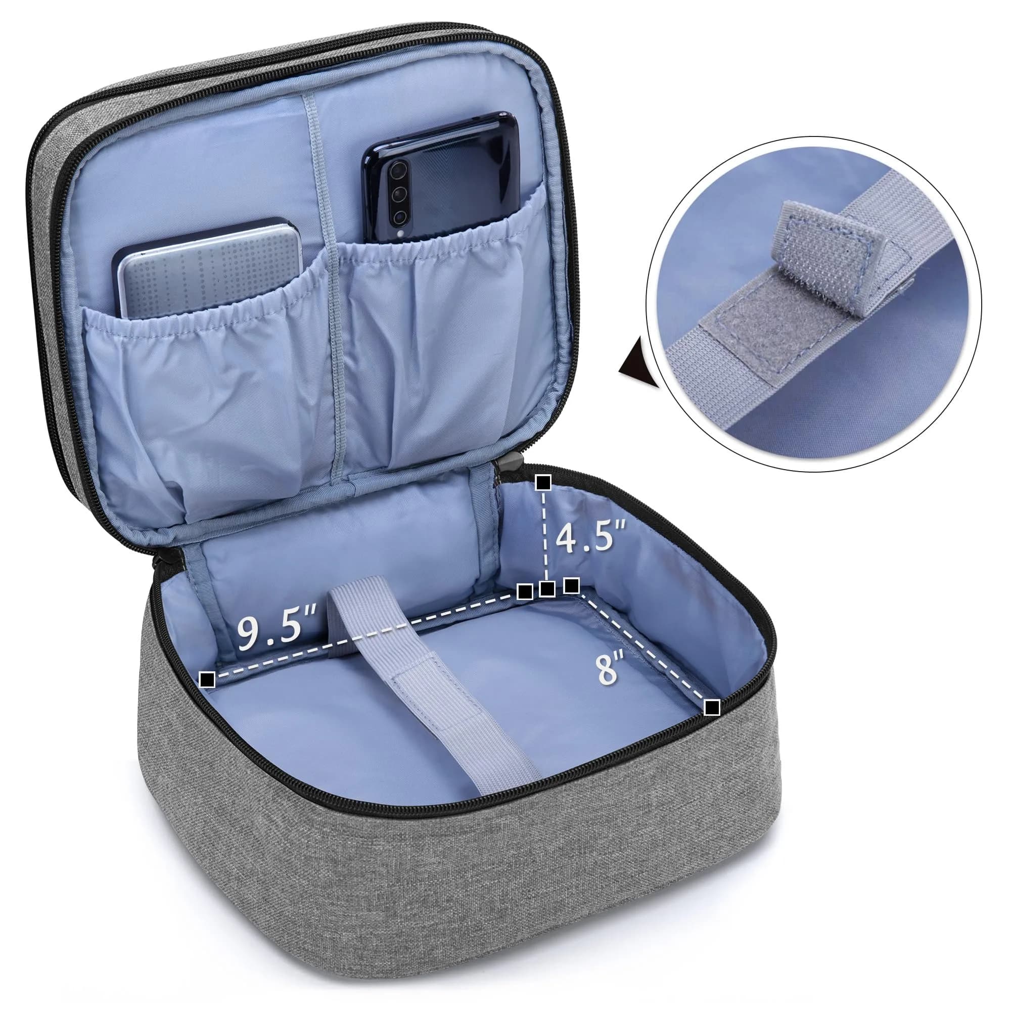 LUXJA Carrying Bag for Mini Projector & Accessories, Gray | Protective Padded Case with Handles - view 4