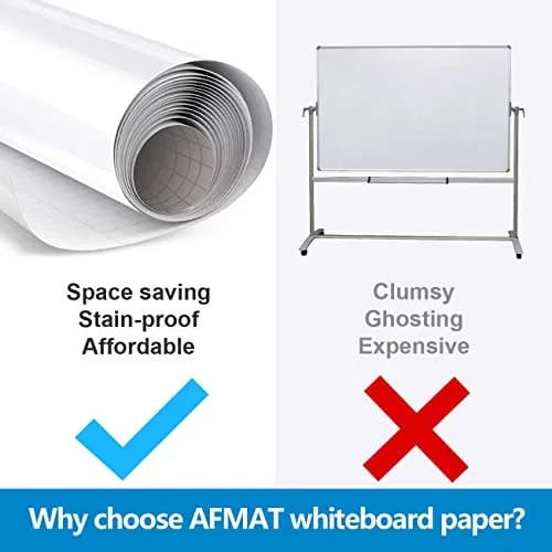 AFMAT Dry Erase Whiteboard Paper 6x4ft | No Ghosting, Thick PET Surface, Easy Peel & Stick Wall Decal thumbnail 5