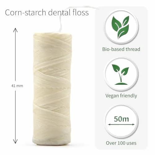 Bambaw Vegan Refill Dental Floss Mint | 165 Foot (50m x 2) | Plastic Free Dental Tape thumbnail 2