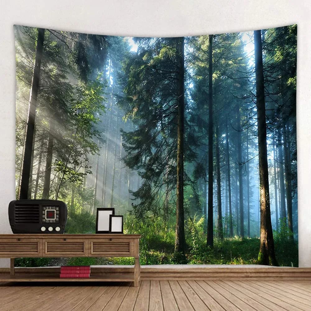 Llamazing Forest Tapestry - Scenic Wall Art for Living Room & Bedroom (Morning Forest, 90.5"L70.8"W) XL