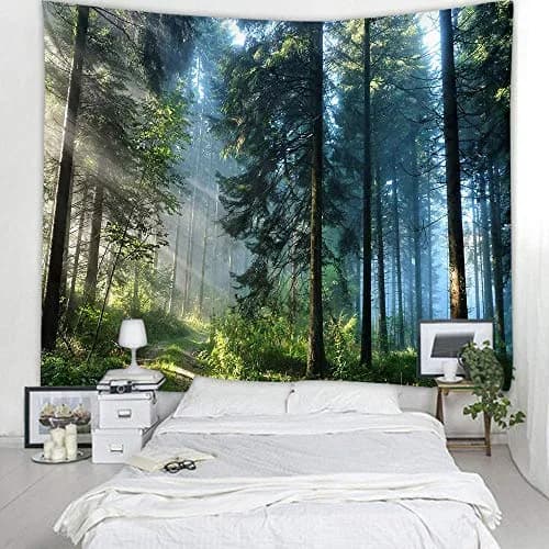 Llamazing Forest Tapestry - Scenic Wall Art for Living Room & Bedroom (Morning Forest, 90.5"L70.8"W) XL thumbnail 4