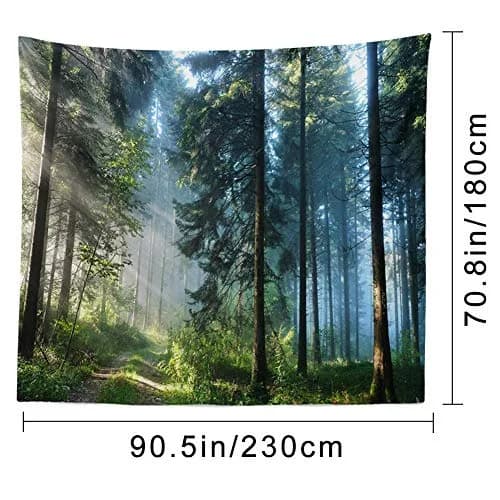 Llamazing Forest Tapestry - Scenic Wall Art for Living Room & Bedroom (Morning Forest, 90.5"L70.8"W) XL thumbnail 7