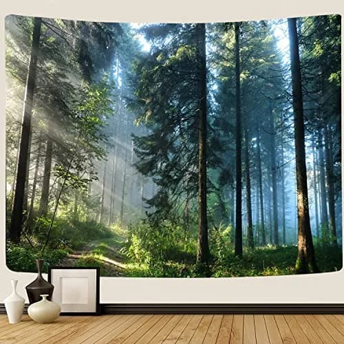 Llamazing Forest Tapestry - Scenic Wall Art for Living Room & Bedroom (Morning Forest, 90.5"L70.8"W) XL thumbnail 3