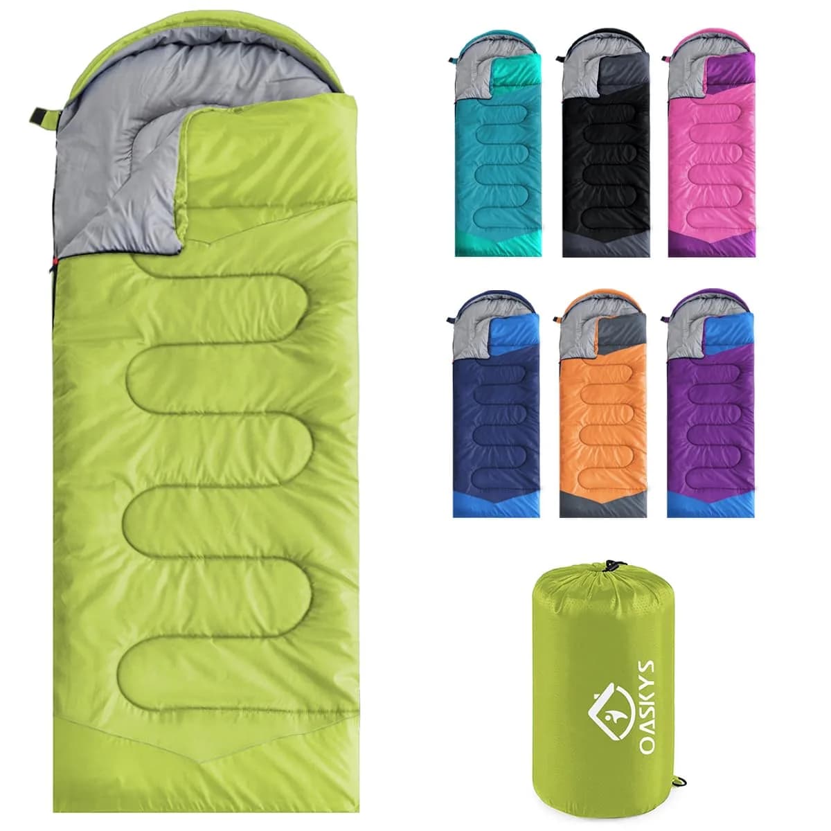 oaskys Camping Sleeping Bag - 3 Season Waterproof & Lightweight | Suitable for Adults & Kids