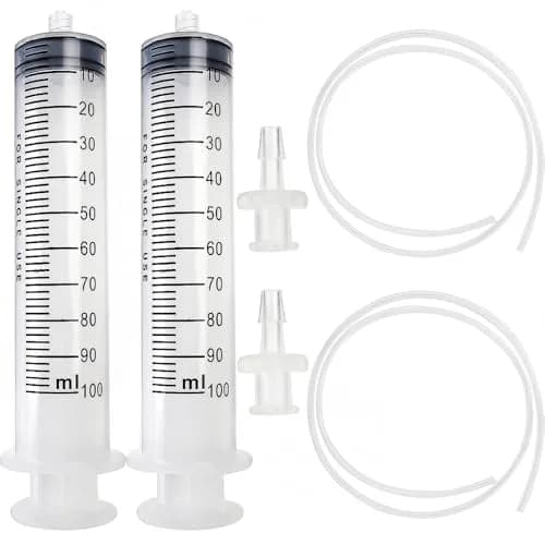 DEPEPE 100ml Large Plastic Syringe with Tubing & Luer Connections (2-Pack, 200ml Total) | Sterile, Accurate Measurement for Labs & Refills thumbnail 1
